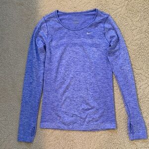 Nike Light Purple Fitted Athletic Long Sleeve Top